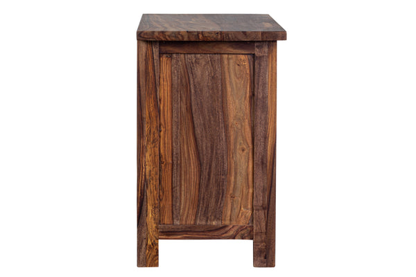 Porter Designs Kalispell Solid Sheesham Wood Nightstand With Hammered Metal Hardware & Craftsmanship Brown Wood 04-196-04-2439