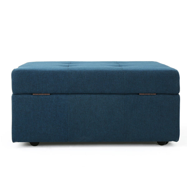 English Elm Larkin Tufted Storage Ottoman with Rolling Casters for Modern Living Rooms 53068.00NBL