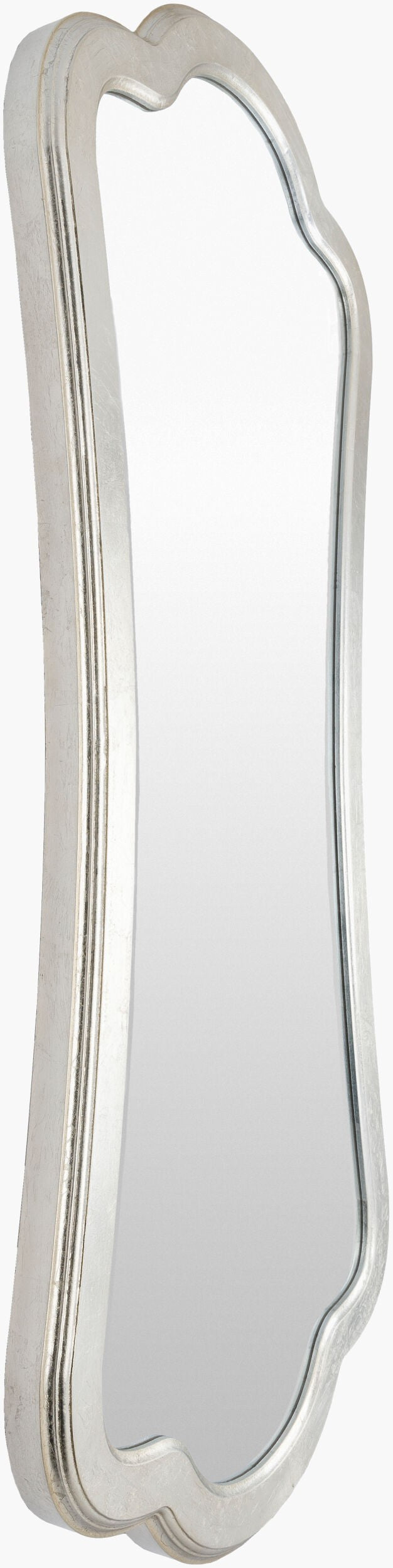 Surya Vouvant 44"H X 20"W Contemporary Mirror - Chic Wall Decor With Updated Traditional Elegance Frame, Metallic ,Silver Wood Vou001-2044