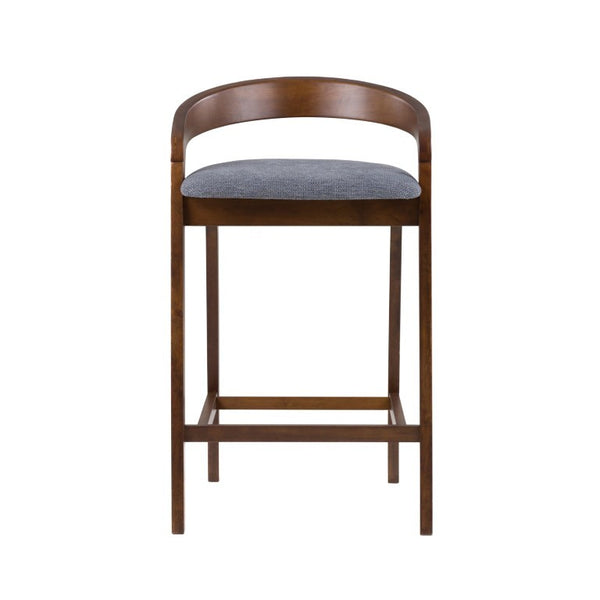 VIG Furniture Vougler Grey Fabric Counter Chairs Set Of 2 — Mid-Century Walnut Frame, Cushioned Low Back Comfort (98) VGMA-MI1204-GRYWAL