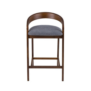 VIG Furniture Vougler Grey Fabric Counter Chairs Set Of 2 — Mid-Century Walnut Frame, Cushioned Low Back Comfort (98) VGMA-MI1204-GRYWAL