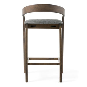 VIG Furniture Vougler Grey Fabric Counter Chairs Set Of 2 — Wenge Rubberwood Frame, Foam Cushion, Ergonomic Footrest VGMA-MI1204-GRYWNG