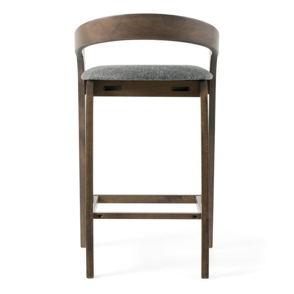 VIG Furniture Vougler Grey Fabric Counter Chairs Set Of 2 — Wenge Rubberwood Frame, Foam Cushion, Ergonomic Footrest VGMA-MI1204-GRYWNG