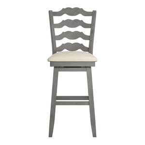 Homelegance By Top-Line Juliette French Ladder Back Swivel Bar Stool Grey Rubberwood
