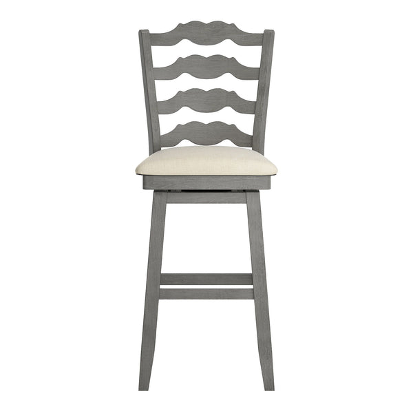 Homelegance By Top-Line Juliette French Ladder Back Swivel Bar Stool Grey Rubberwood