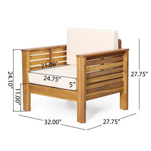 English Elm Christopher Knight Home® - Outdoor Acacia Wood Club Chairs with Water-Resistant Cushions, Durable Frame, Stylish Shutter Slat Design Brown+Beige 70692.00
