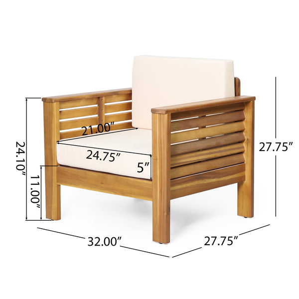 English Elm Christopher Knight Home® - Outdoor Acacia Wood Club Chairs with Water-Resistant Cushions, Durable Frame, Stylish Shutter Slat Design Brown+Beige 70692.00