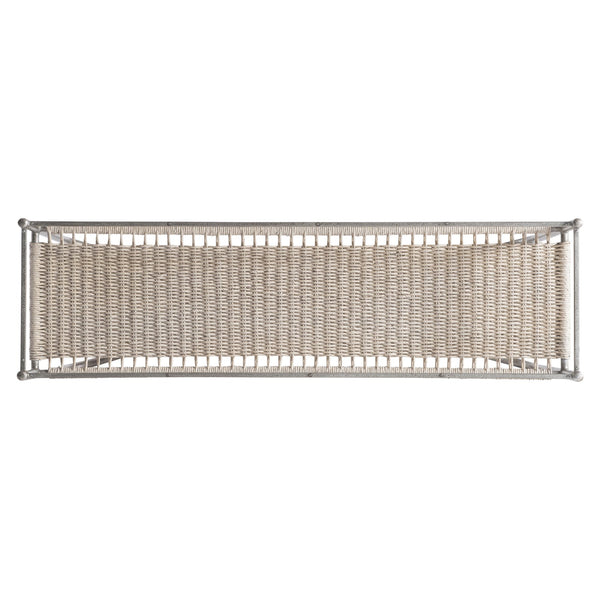 Bernhardt Bernhardt Modern Kendo Console Table With Tempered Glass Top, Woven Abaca Shelf, Graphite Frame 328910