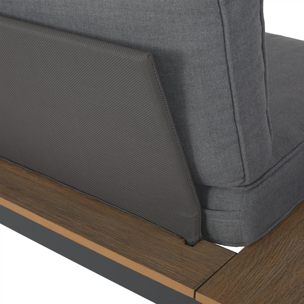 English Elm Norfolk Outdoor Left Sectional Seat with Mesh Back and Faux Wood Aluminum Frame 62750.00LGRY