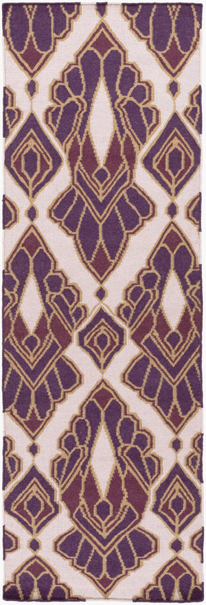Surya Voyages 2'6" X 8' Handmade Wool Rug - Elegant Global Design For Stylish Home Decor & Durability Dark Purple Wool Voy50-268