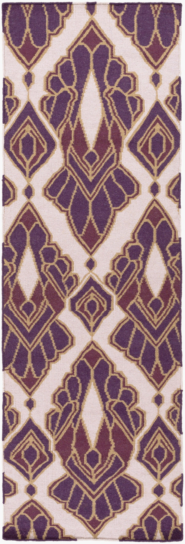 Surya Voyages 2'6" X 8' Handmade Wool Rug - Elegant Global Design For Stylish Home Decor & Durability Dark Purple Wool Voy50-268