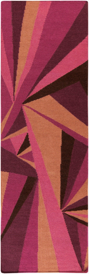 Surya Voyages 2'6" X 8' Handmade Wool Rug - Elegant Global Design For Stylish Home Decor & Durability Magenta Wool Voy53-268