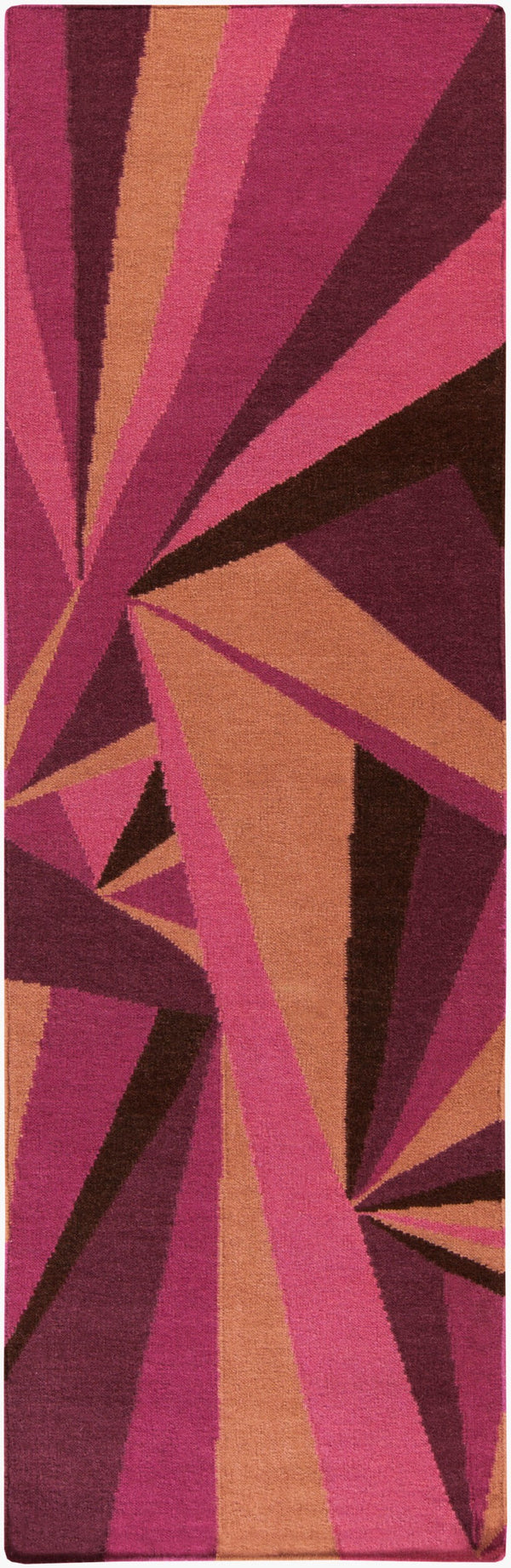 Surya Voyages 2'6" X 8' Handmade Wool Rug - Elegant Global Design For Stylish Home Decor & Durability Magenta Wool Voy53-268