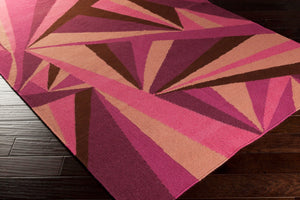 Surya Voyages 2'6" X 8' Handmade Wool Rug - Elegant Global Design For Stylish Home Decor & Durability Magenta Wool Voy53-268