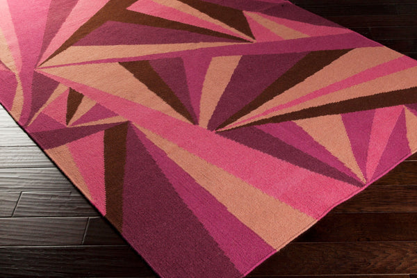 Surya Voyages 2'6" X 8' Handmade Wool Rug - Elegant Global Design For Stylish Home Decor & Durability Magenta Wool Voy53-268