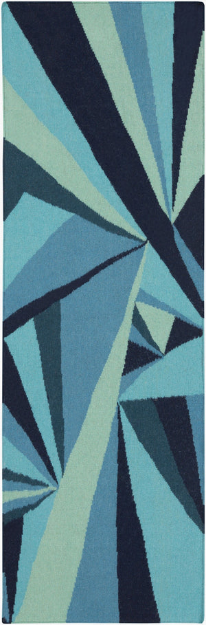 Surya Voyages 2'6" X 8' Handmade Wool Rug - Elegant Global Design For Stylish Home Decor & Durability Navy Wool Voy55-268