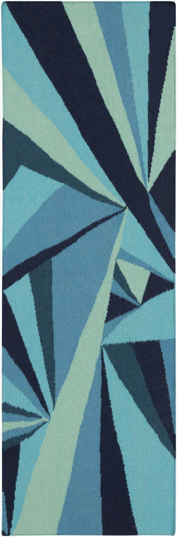 Surya Voyages 2'6" X 8' Handmade Wool Rug - Elegant Global Design For Stylish Home Decor & Durability Navy Wool Voy55-268