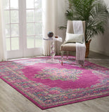 Nourison Passion PSN03 Machine Made Power-loomed Ornamental Border Indoor Only Bohemian Vintage Rug Fuchsia, Pink 100% Polypropylene 99446389732