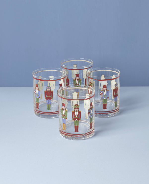 Lenox Nutcracker DOF Glasses, Set of 4 Red & Green, NO COLOR GLASS,CRYSTAL 896921