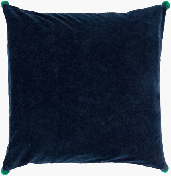 Surya Velvet Poms Dimensional Cotton Square Accent Pillow for Sofas and Reading Chairs VP004-1818D