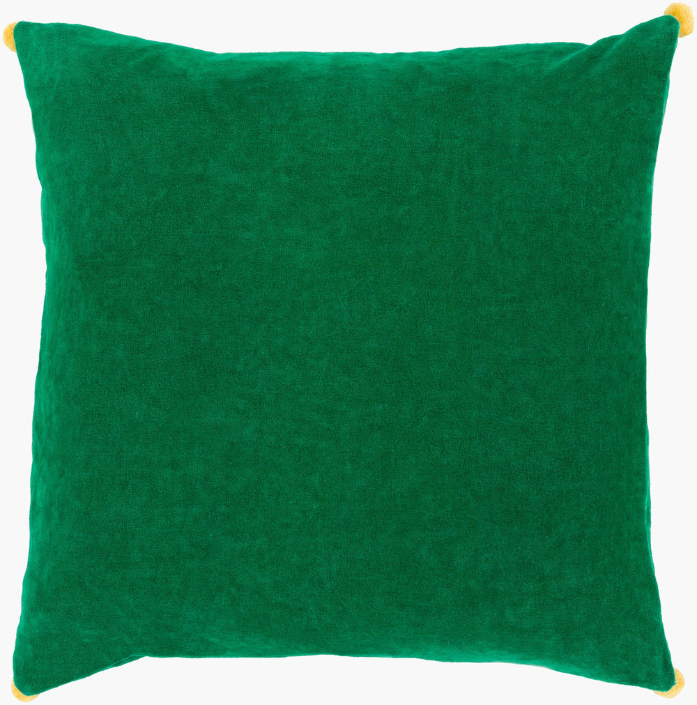 Surya Velvet Poms 18"X18" Luxury Accent Pillow - Timeless Elegance & Comfort For Your Home Décor Green Cotton,Cotton Vp006-1818
