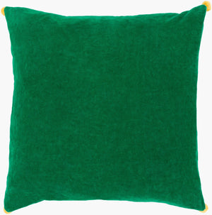 Surya Velvet Poms 18"X18" Luxury Accent Pillow - Timeless Elegance & Comfort For Your Home Décor Green Cotton,Cotton Vp006-1818