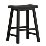 Homelegance By Top-Line Barrett Saddle Seat Counter Height Backless Stools (Set of 2) Black Rubberwood