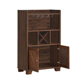 Christopher Knight Home® - Noble House - Monita Farmhouse Wooden 4 Bottle Wine Cabinet, Walnut and Dark Brown