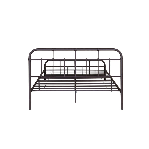 English Elm Queen Iron Platform Bed Pipe Style Frame No Box Spring Needed Industrial Loft Bedroom Copper 64072.00HMCOP-Q