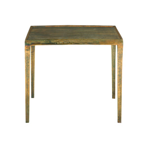 Bernhardt Bernhardt Benson Cast Aluminum End Table In Vintage Brass Finish With Gallery Top, Sleek Accent 438121