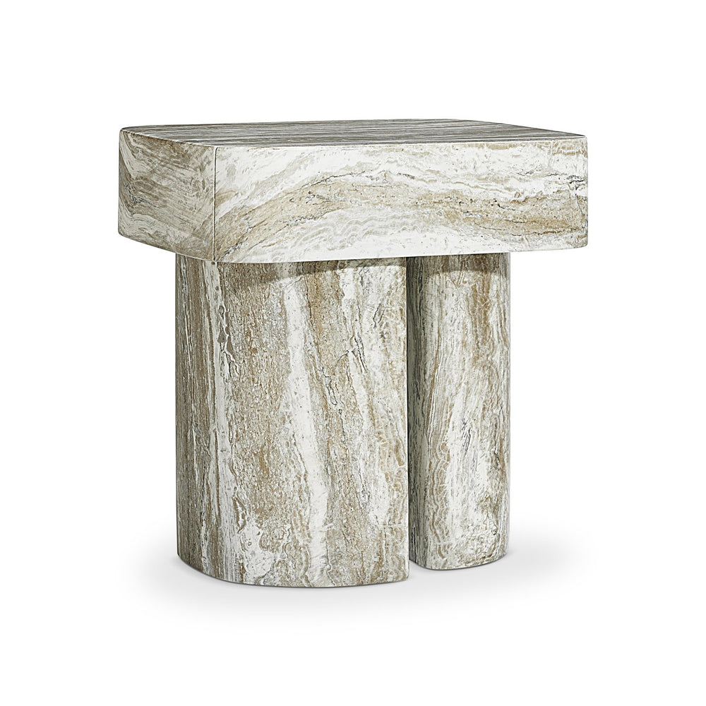 Bernhardt Bernhardt Arcadia Nightstand In Kalta Faux Stone Finish — Sculptural Totemic Base, Soft-Close Drawer, Adjustable Glides (29"H) 334230