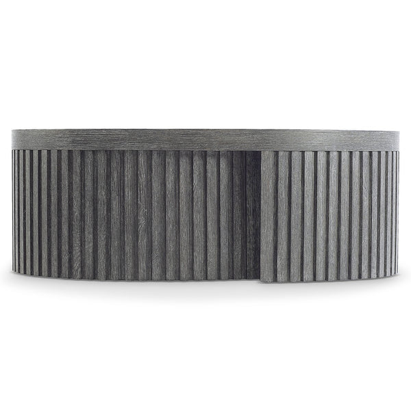 Bernhardt Bernhardt Menton Rustic Modern Oval Cocktail Table With Ribbed Ribbon Base, Sutton Oak Finish (48") 352011