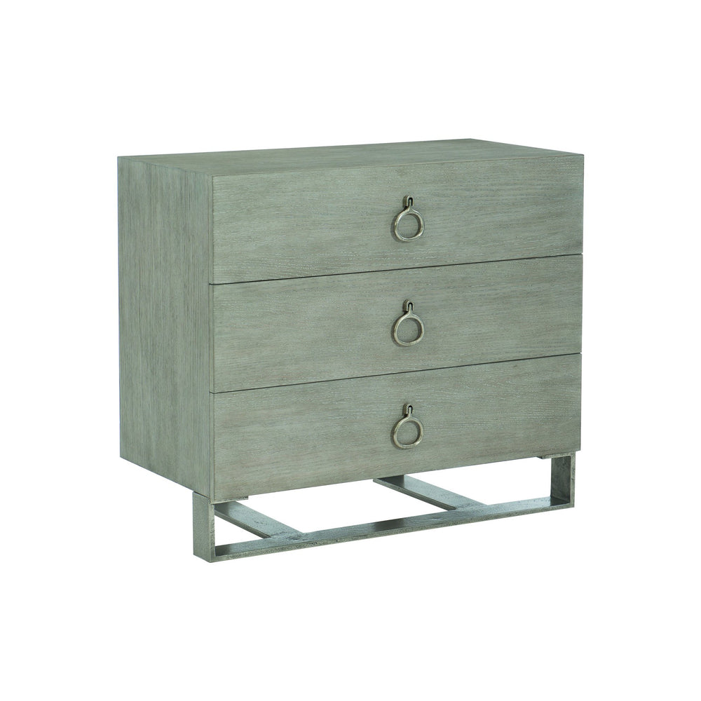 Bernhardt Bernhardt Linea Nightstand With Cerused Greige Oak, 3 Drawers, Textured Graphite Hardware, Rustic Modern Elegance 384232G