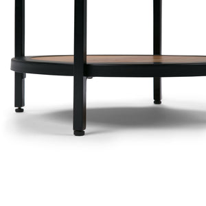English Elm Jenna Handcrafted Round Side Table with Natural Mango Wood Top and Black Metal Frame, 24"H Light Brown B136P158984