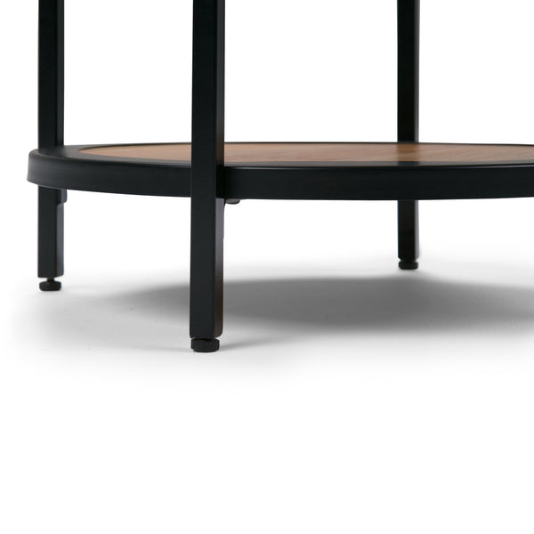 English Elm Jenna Handcrafted Round Side Table with Natural Mango Wood Top and Black Metal Frame, 24"H Light Brown B136P158984