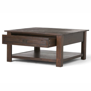 English Elm Monroe Square Coffee Table - Handcrafted Distressed Charcoal Brown With Storage & Rustic Charm B136P158950