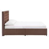 Homelegance By Top-Line Chase Tufted Linen Headboard Storage Platform Bed Brown Linen