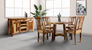 Porter Designs Porter Kalispell Solid Sheesham Wood Bar Cabinet - Artisan Crafted, Rich Grain & Timeless Design Brown Wood 07-196-30-2439