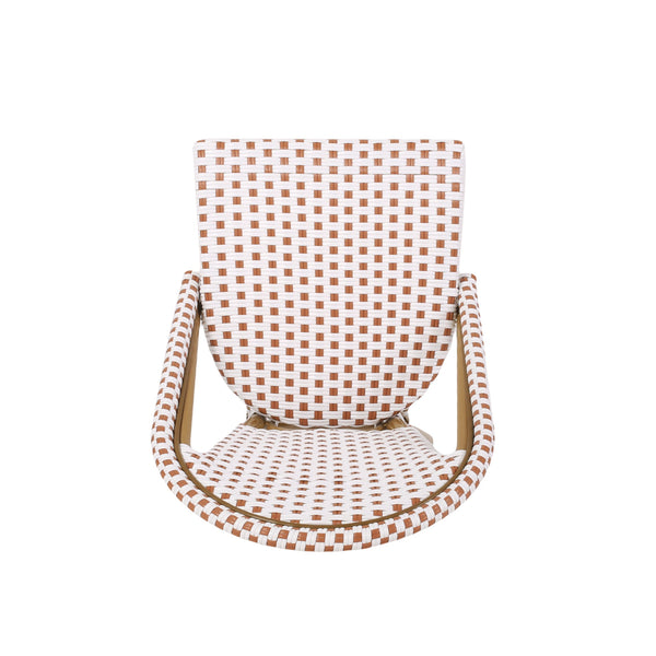 English Elm Outdoor Woven Rattan Bistro Chair Set of 2 with Aluminum Frame Bamboo Print Finish 69958.00RT