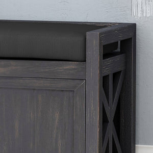 English Elm Christopher Knight Home® - Storage Bench Acacia Wood with Water-Resistant Padded Seat, Rustic X-Frame Shoe Organizer with 2 Doors and Shelves 66470.00DGRYBLK