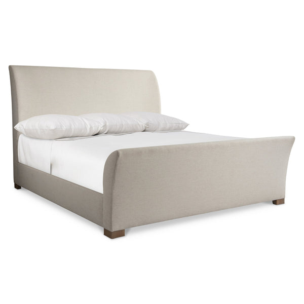 Bernhardt Bernhardt Modulum Upholstered California King Sleigh Bed — Curved Headboard, Oak Feet, Luxe Support K1826