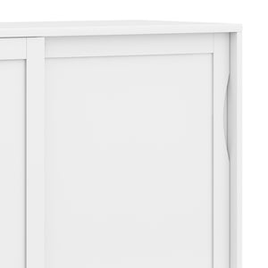 English Elm Harper 48" Solid Hardwood Mid-Century Storage Cabinet with Sliding Doors, Drawers, Eco Finish White B136P158712