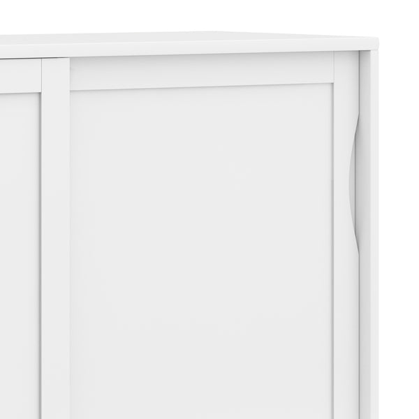 English Elm Harper 48" Solid Hardwood Mid-Century Storage Cabinet with Sliding Doors, Drawers, Eco Finish White B136P158712