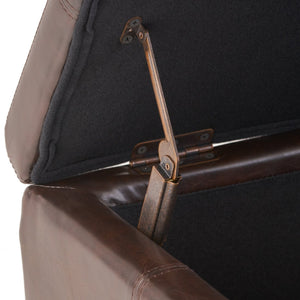 English Elm Glouster Bench Style Pu Leather Storage Ottoman with Soft Close Lid for Bedroom Brown 57742.00BRN