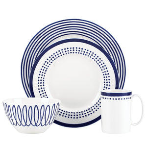 Lenox Kate Spade Charlotte Street East 4-piece Place Setting Blue, WHITE PORCELAIN 844078