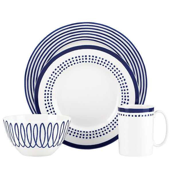 Lenox Kate Spade Charlotte Street East 4-piece Place Setting Blue, WHITE PORCELAIN 844078