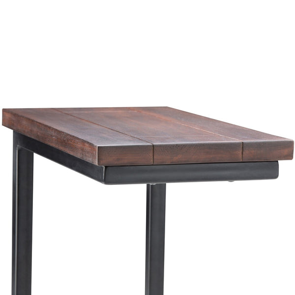 English Elm Skyler C Side Table - Handcrafted Dark Cognac Brown Mango Wood With Industrial Metal Base Design B136P158243-GIGA
