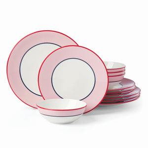 Lenox Kate Spade Make It Pop 12-Piece Dinnerware Set Pink, PINK PORCELAIN 895093