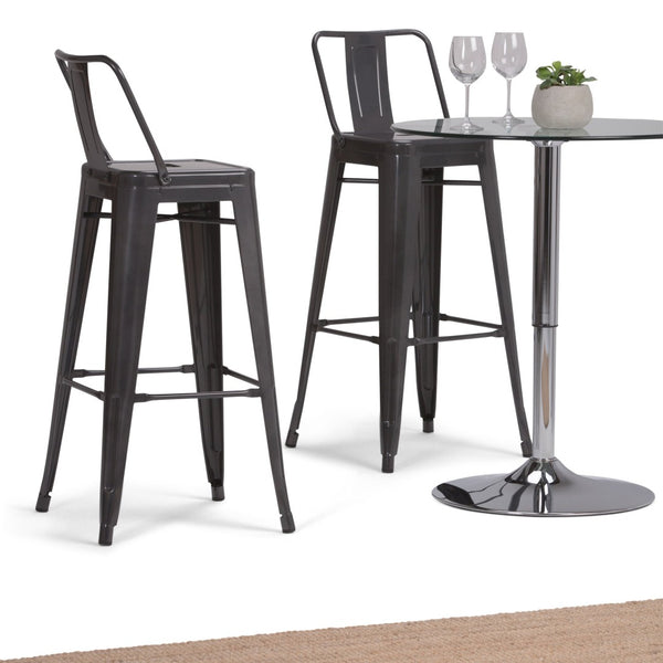 English Elm Rayne 30" Metal Bar Stool Set Of 2 - Industrial Style Grey Stools For Kitchen & Living Spaces B136P159498-GIGA