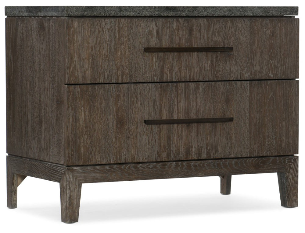 Hooker Furniture Miramar Smoky Arabica San Marcos Nightstand With Bluestone Top, Soft-Close Drawers & Built-In Power 6202-90015-DKW